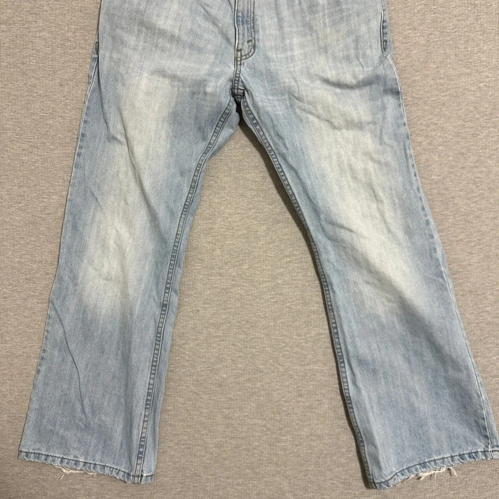 Levis Signature Authentics Light Wash Distressed Low Bootcut Jeans Mens 36x30